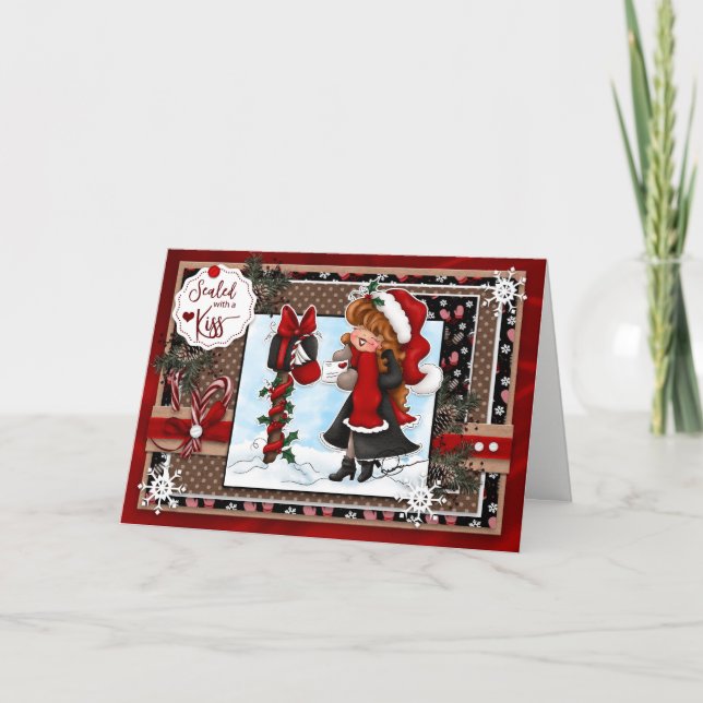 Festividades Digi Doodles selados com um cartão de Natal Beijo (Frente)