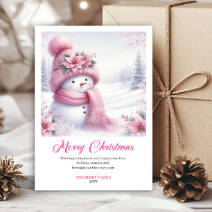 Festividades Doce cartão de Natal editável de boneco de neve ro