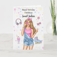 Doce Dezesseis Meninas Louras Cartão de Aniversári