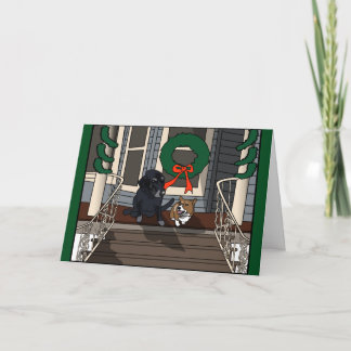 Festividades Dois cachorros na varanda, cartão de Natal