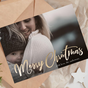 Festividades Dourada inscrição sobreposta Cartão com fotos de N