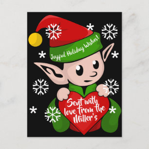 Festividades Duende de Natal com Imagem Antiga de Cartão Postal