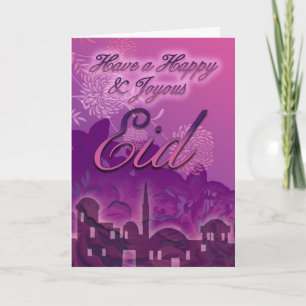 Festividades Eid do cartão de Eid, o feliz e o feliz, roxo
