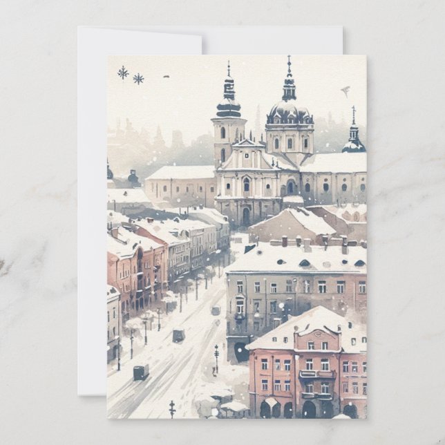 Festividades Elegância de Feriado Lviv - Cartão de Natal Com Aq (Frente)