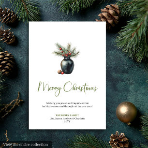 Festividades Elegante Boho Neutro Aquarela Cartão de Natal