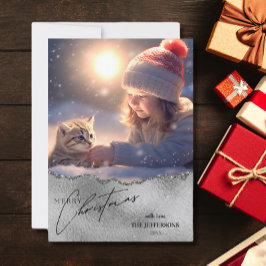 Festividades Elegante Cartão com fotos de Natal Feliz