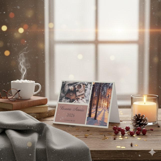 Festividades Elegante Cartão de Boas Festas Dobrado Bonne Année (Criador carregado)