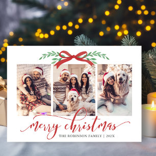 Festividades Elegante cartão de Natal com fotos da família e la