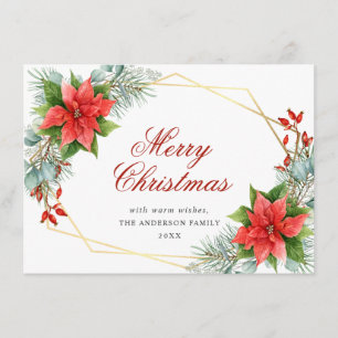 Festividades Elegante cartão de Natal com Poinsettia e visco