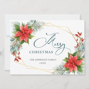 Festividades Elegante cartão de Natal com Poinsettia e Visco
