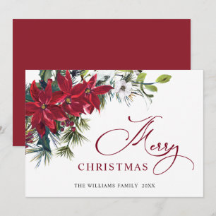 Festividades Elegante cartão de Natal com Poinsettia e visco