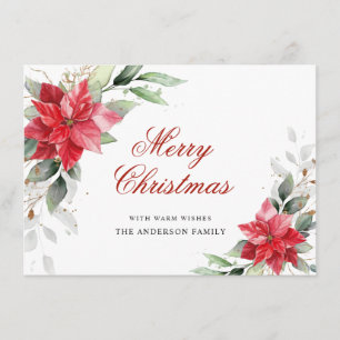 Festividades Elegante cartão de Natal com Poinsettia e visco