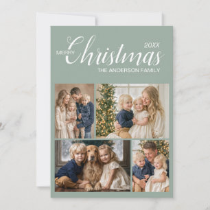Festividades Elegante cartão de Natal com várias fotos em verde
