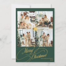 Elegante cartão de Natal em verde e dourado - 