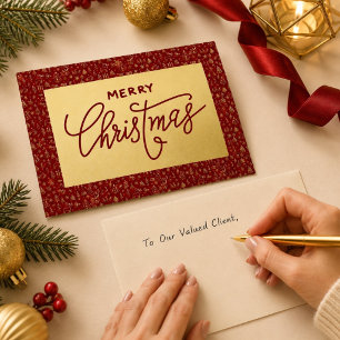 Festividades Elegante Cartão de Natal Empresarial Vermelho e Do
