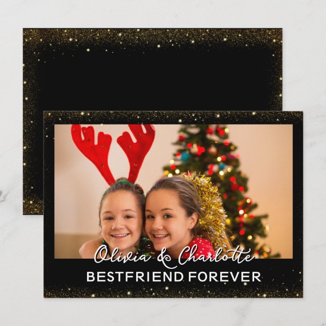 Festividades Elegante cartão de Natal personalizado com foto Pr (Frente/Verso)