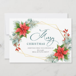 Festividades Elegante cartão de Natal Poinsettia Corporate Gree