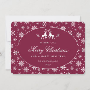 Festividades Elegante cartão de Natal vermelho Claret branco co