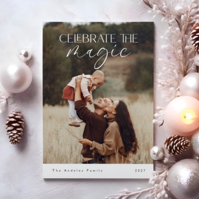 Festividades Elegante Celebra o Cartão de Natal de Foto Mágica (Criador carregado)