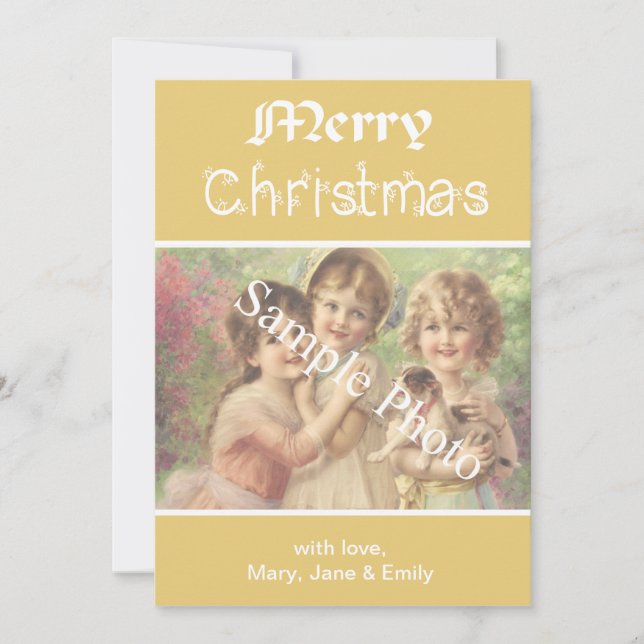 Festividades Elegante, clássico cartão com fotos de Natal Feliz (Frente)