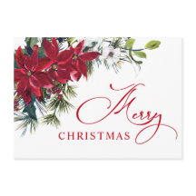 Elegante Poinsettia Natalista de Natal Cartão de B