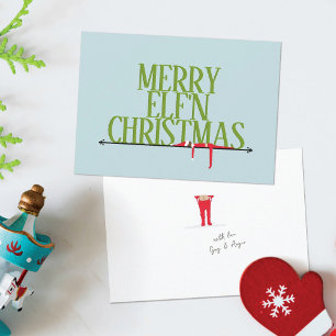 Festividades Elf Shenanigans Trouxe Sinal de Ferro Cartão de Na