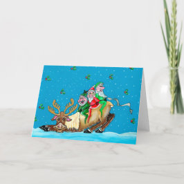 Festividades Elves e Reindeer Cartão de Saudação de Natal
