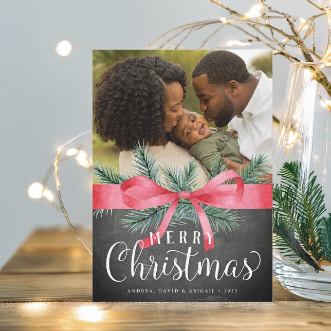 Festividades Emperrado em Vermelho | Cartão com fotos de férias (Criador carregado)