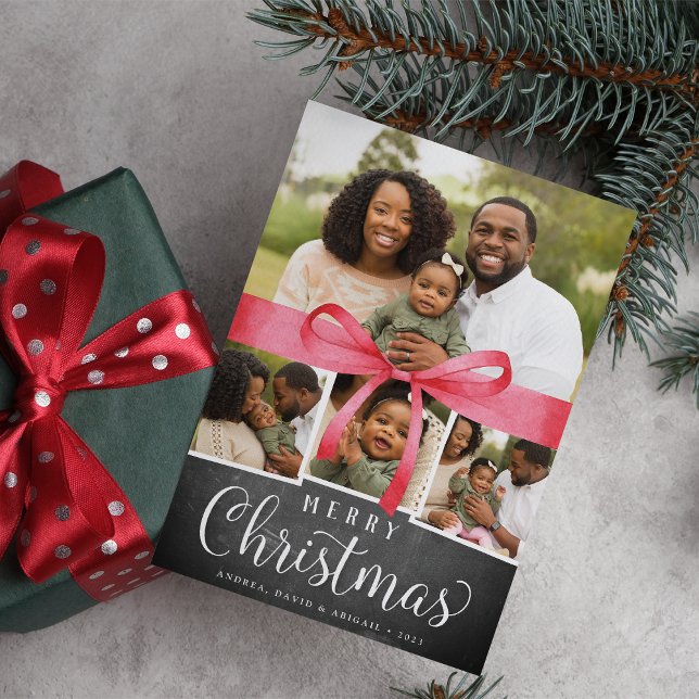 Festividades Emperrado em Vermelho | Cartão de Colagem de Fotos (Criador carregado)