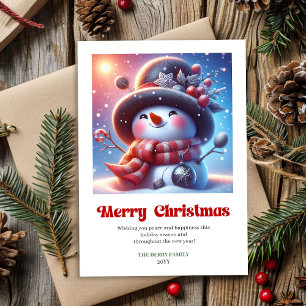 Festividades Encantador cartão de Natal em aquarela com boneco