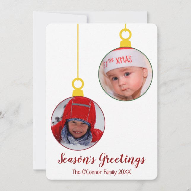 Festividades Enfeites de natal, 2 Cartão de Férias de Saída Fot (Frente)