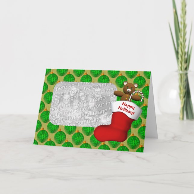 Festividades Enfeites de natal estocando Cartão com fotos de fe (Frente)