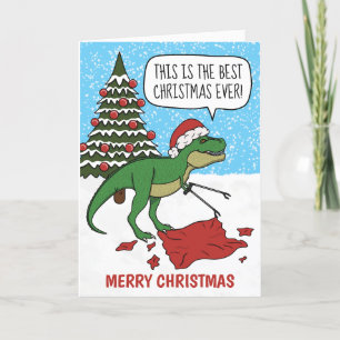 Festividades Engraçado Dinossauro T-Rex Feliz Cartão de Férias 