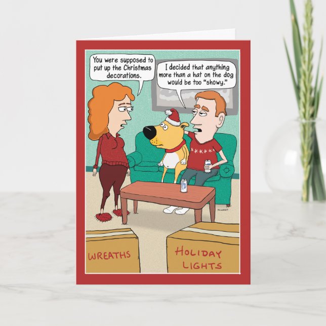 Festividades Engraçado Papai Noel No Cartão De Natal De Cão (Frente)