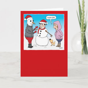 Festividades Engraçado Snowman Mostra o Cartão de Natal