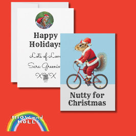 Festividades Esquilo em uma bicicleta, com cartão de Natal