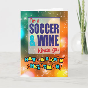 Festividades Eu sou um cartão de Natal Gal tipo Futebol e Vinho