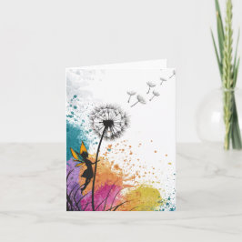 Festividades Fada agitando um cartão de vazio de dandelion