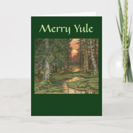 Festividades "Fairy Forest at Sunset" - cartão de Yule de Feliz