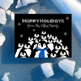 Festividades Família de Pinguim Divertida Natal Cartão Postal P