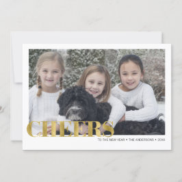 Festividades Faux Gold Foil apóia o Cartão com fotos de Ano Nov