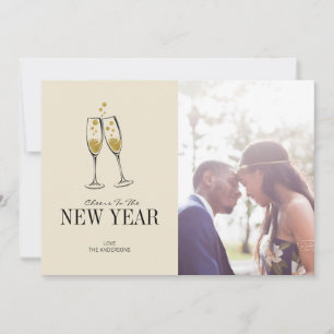 Festividades Faux Gold Foil apóia o Cartão com fotos de Ano Nov