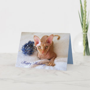 Festividades Félicitações Sphinx Cat Com Cartão de Purpurina Az