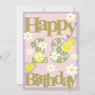 Festividades Feliz 18.º aniversário - Cartão de Menina com Flor
