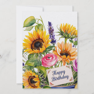 Festividades Feliz aniversário. Buquê de flores cartão de féria