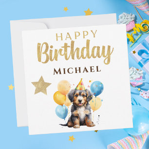 Festividades Feliz Aniversário - Cartão de Cachorro