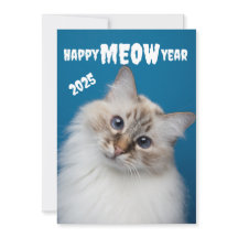 Feliz Ano MEOW Cartão de Natal de gato fofo