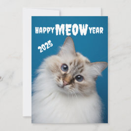 Festividades Feliz Ano MEOW Cartão de Natal de gato fofo