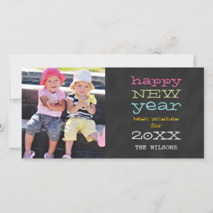 Festividades Feliz ano novo chalkboard   Cartão com fotos de Fé