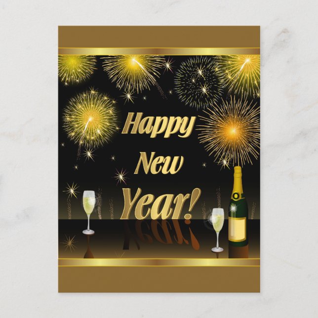 Festividades Feliz ano novo de cartão postal (Frente)